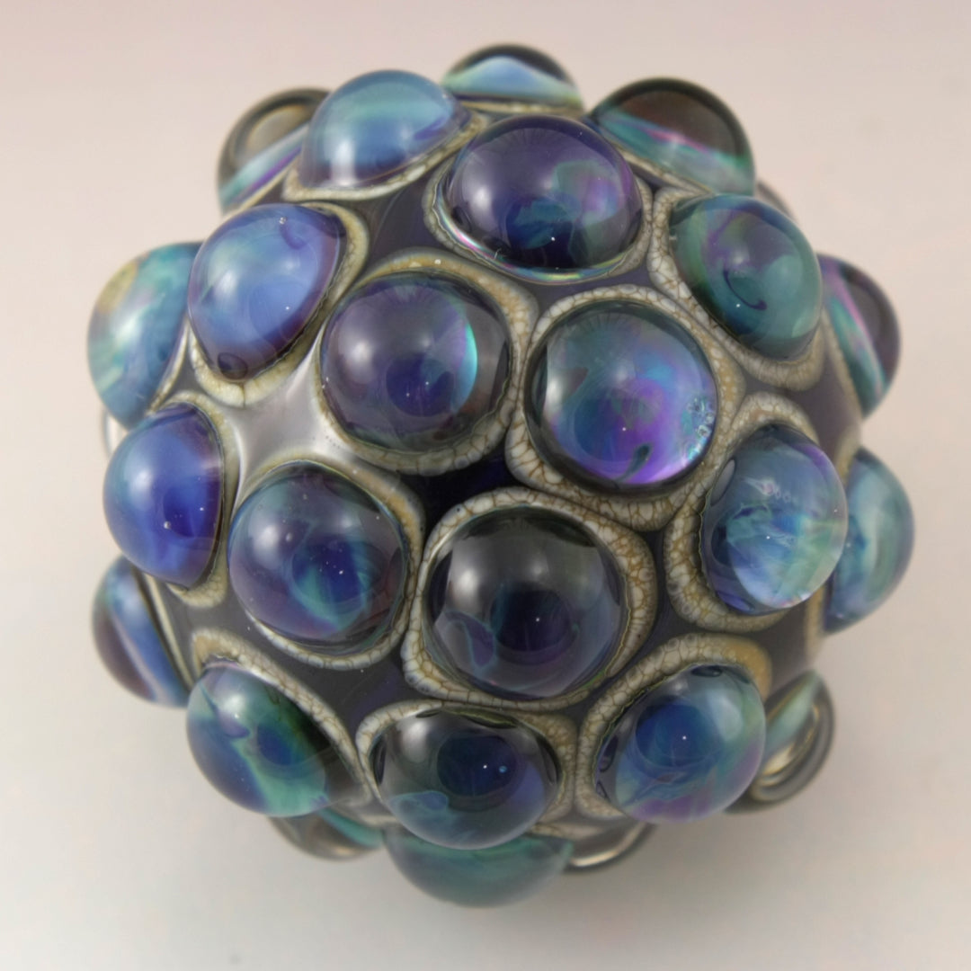 Blue Green Purple Luster Hobnail over Light Blue Marble