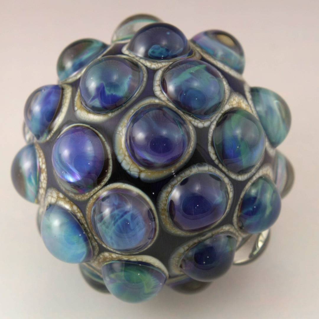 Blue Green Purple Luster Hobnail over Light Blue Marble