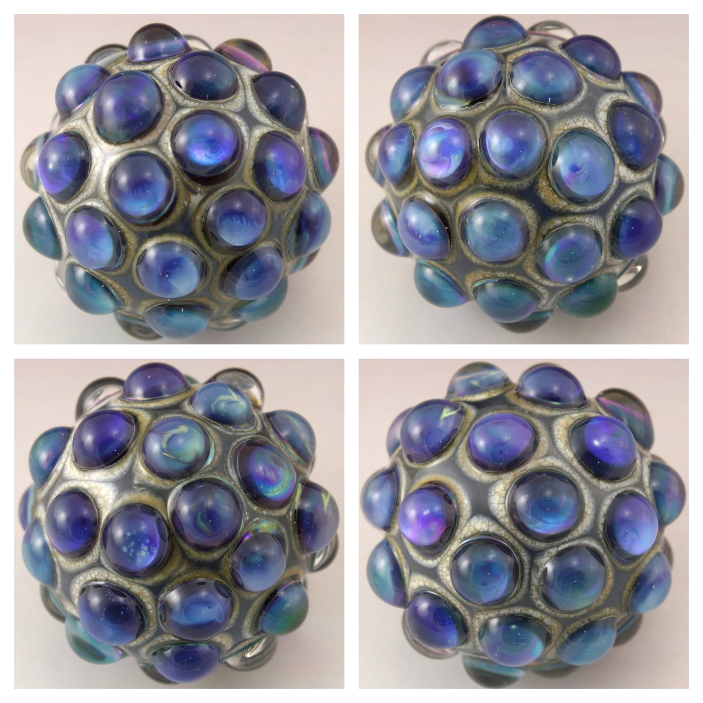Blue Green Purple Luster Hobnail over Light Blue Marble