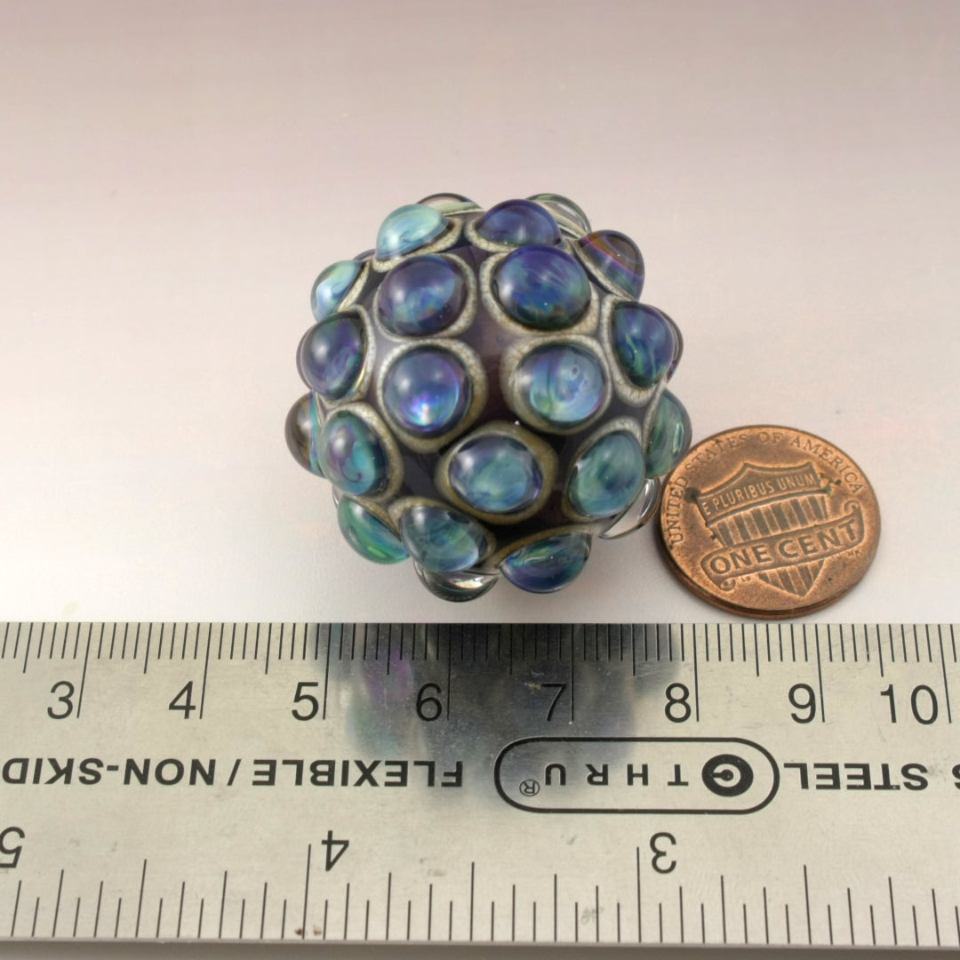 Blue Green Purple Luster Hobnail over Light Blue Marble