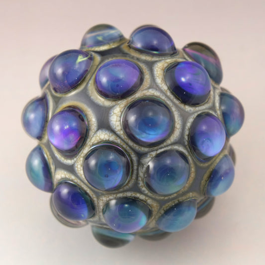 Blue Green Purple Luster Hobnail over Dark Purple Marble
