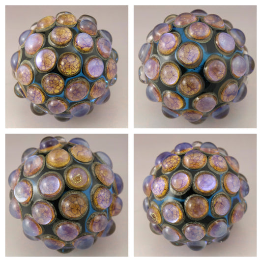 Pink Purple Luster Hobnail over Aqua Blue Marble