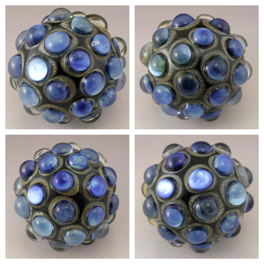 Blue Luster Hobnail over Black Marble