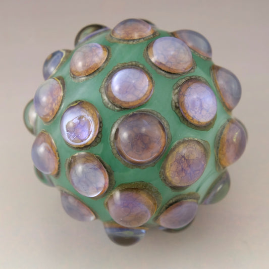 Pink Purple Luster Hobnail over Milky Jade Green Marble