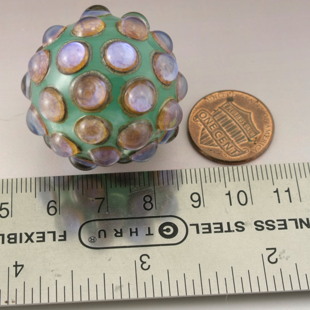Pink Purple Luster Hobnail over Milky Jade Green Marble