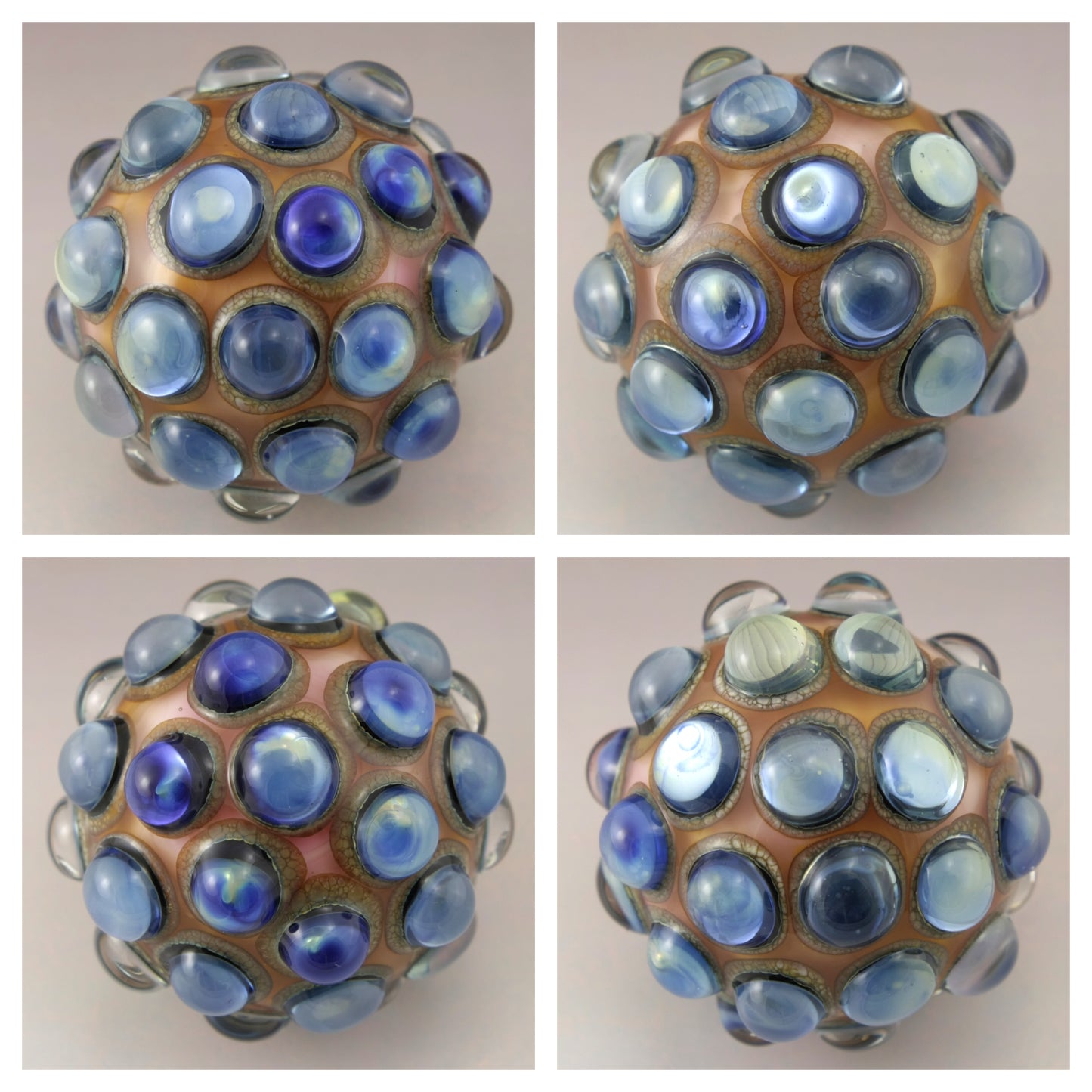 Blue Luster Hobnail over Light Pink Marble