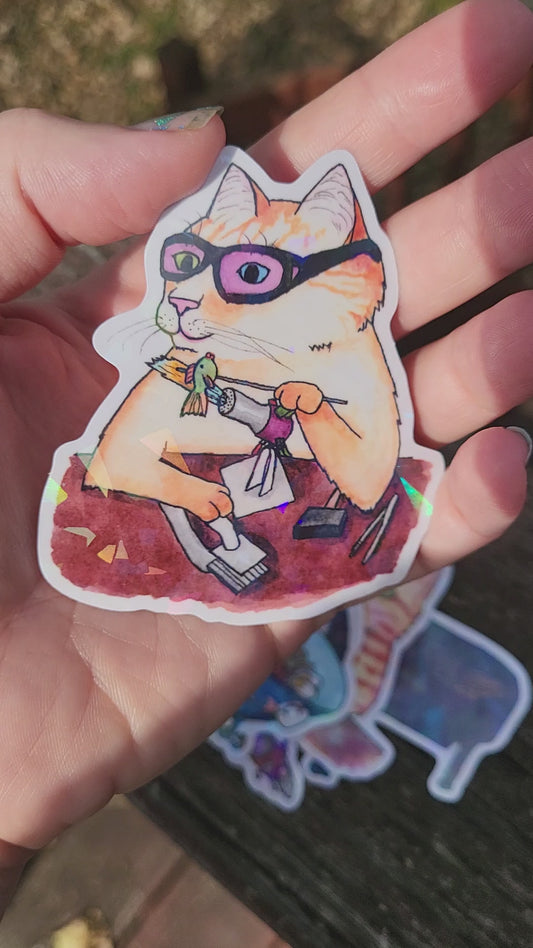 Lampworking Cat Vinyl Sticker