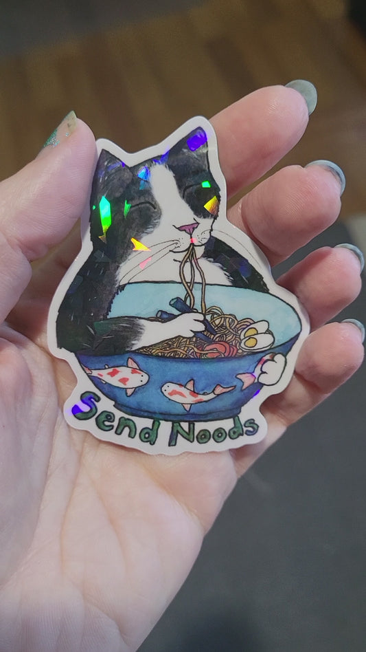 Send Noods Cat Vinyl Sticker