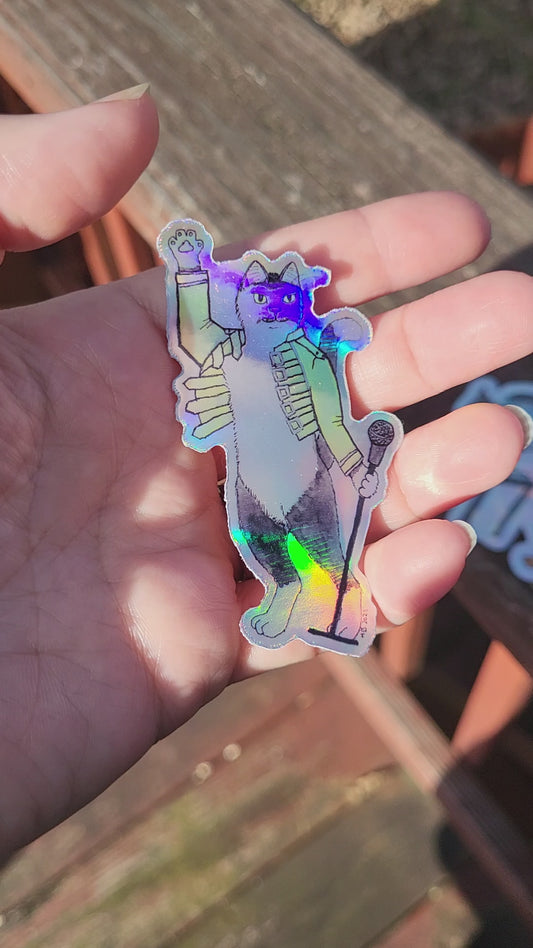 Freddie Purrcury Holographic Sticker