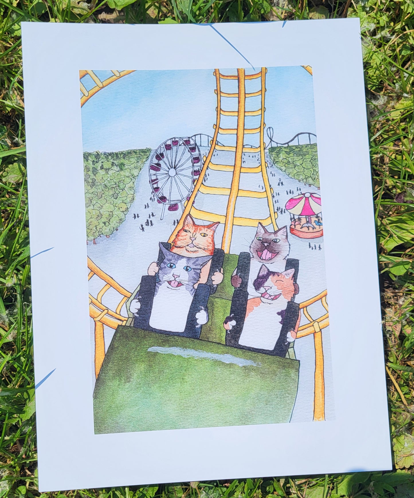 "Rollercoaster Cats" Print 9" x 12"