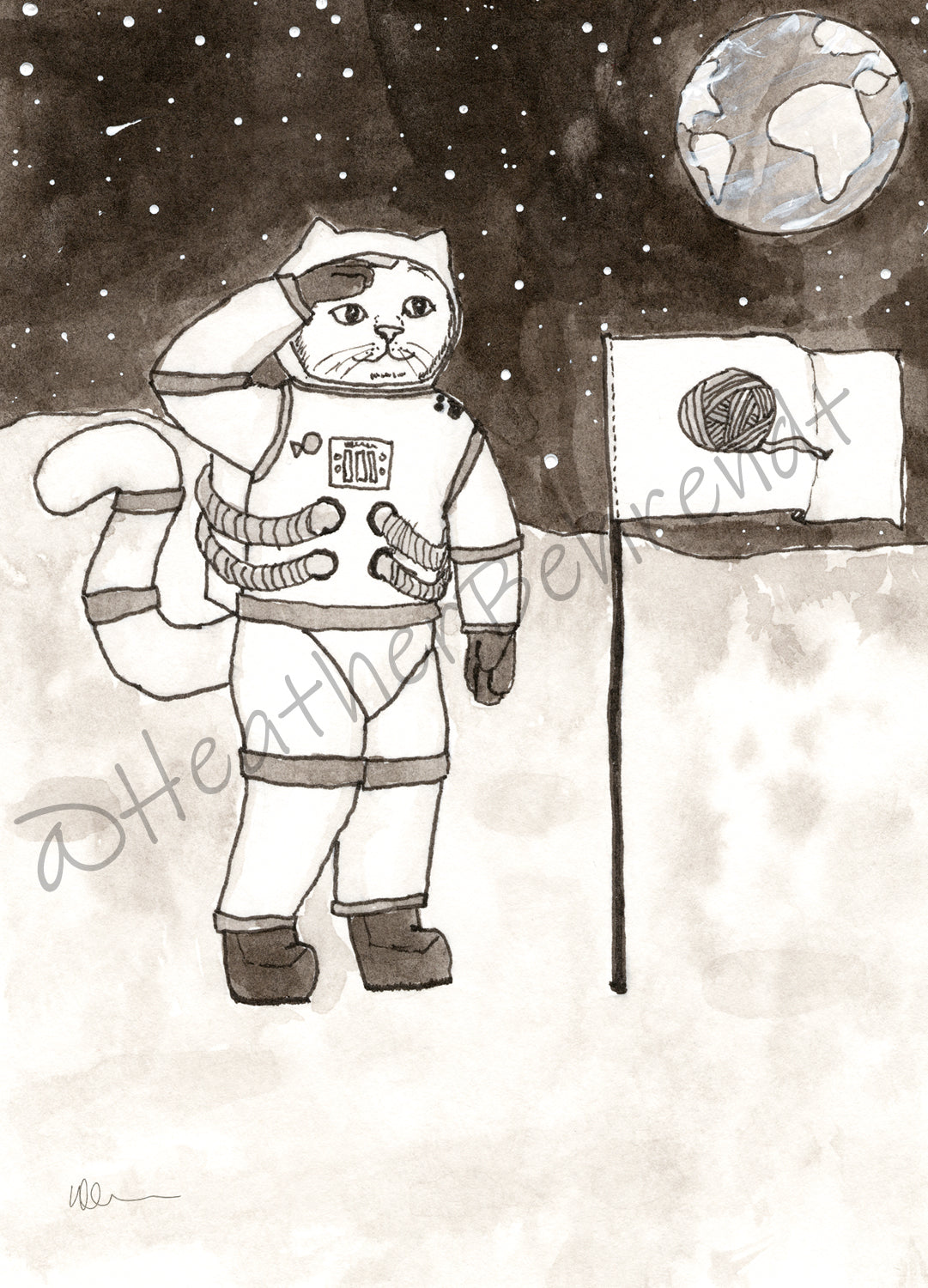 "Moon" Inktober 2021 Postcard Mini Print