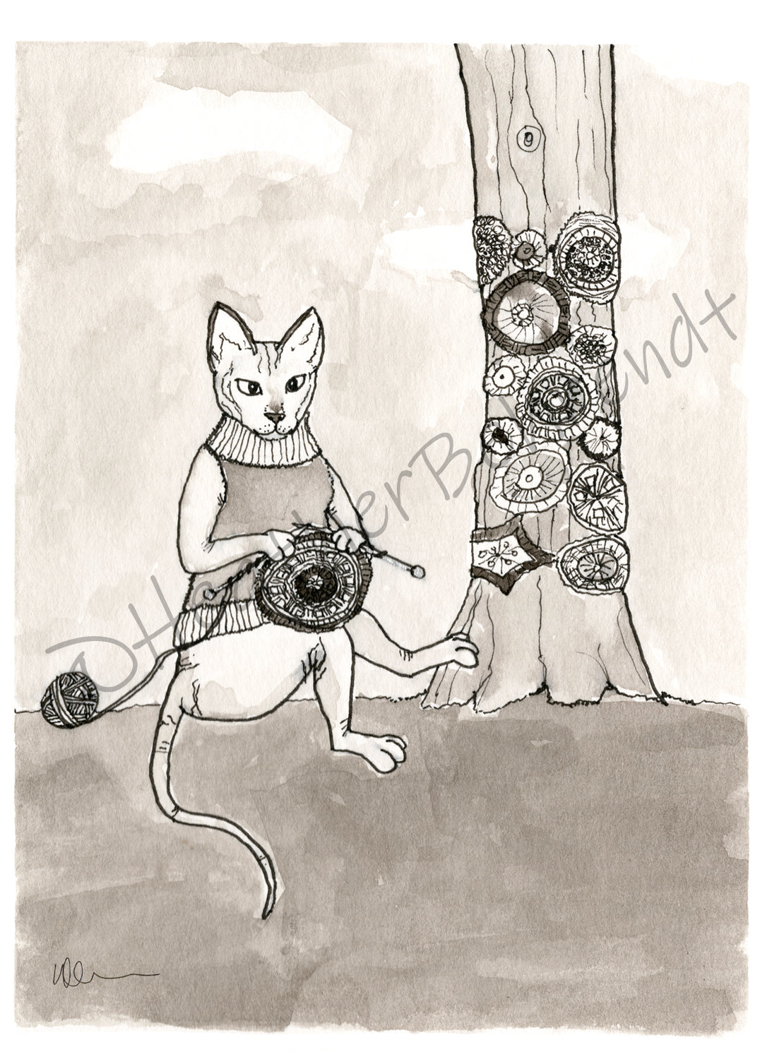 "Fuzzy" Inktober 2021 Postcard Mini Print