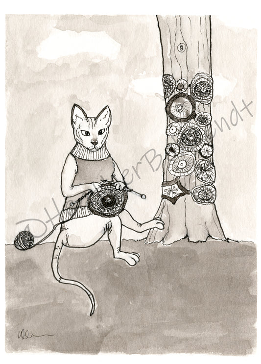 "Fuzzy" Inktober 2021 Postcard Mini Print