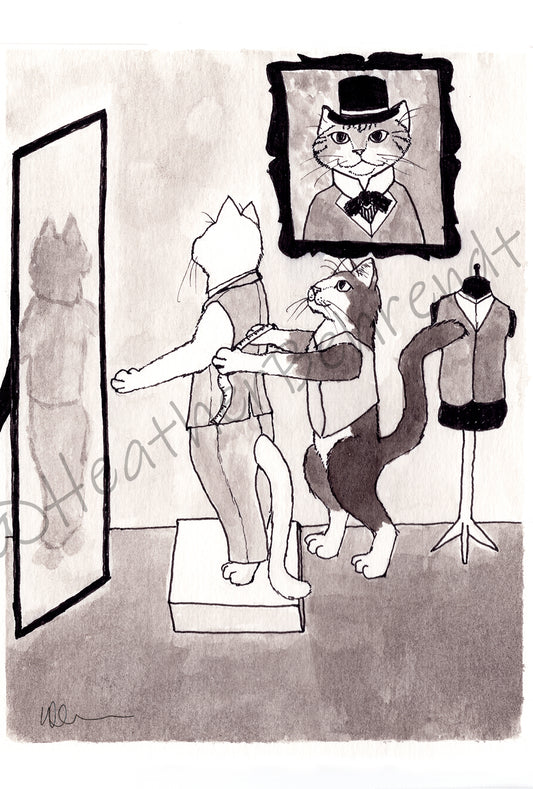 "Suit" Inktober Postcard Mini Print