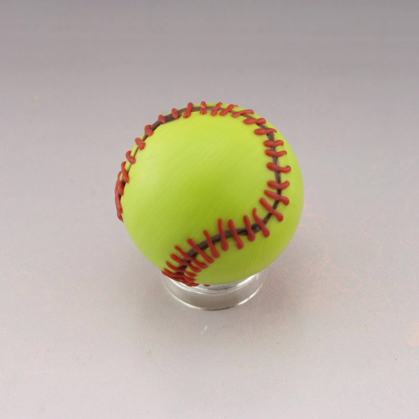 Petite Etched Softball Marble in Neon and Red