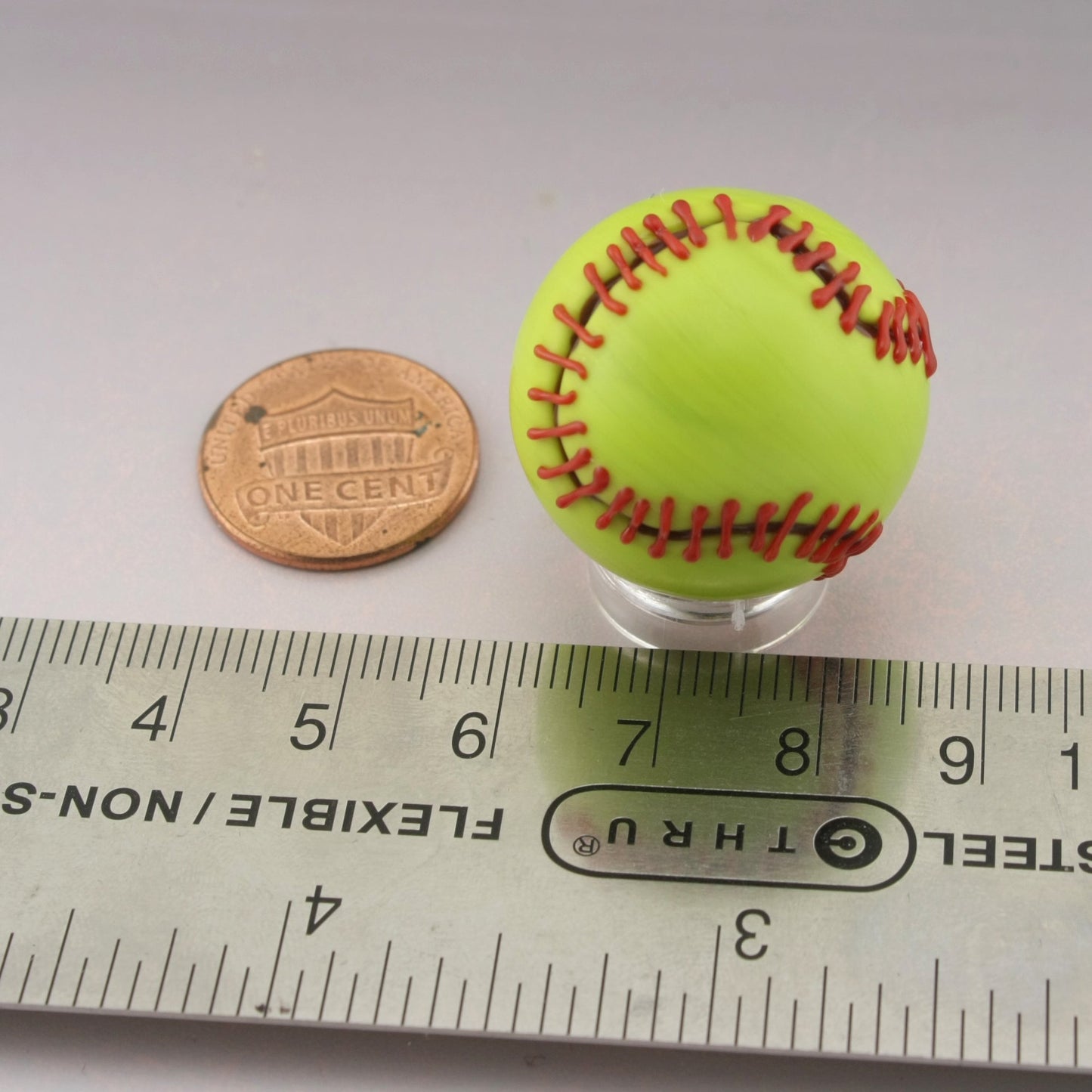 Petite Etched Softball Marble in Neon and Red