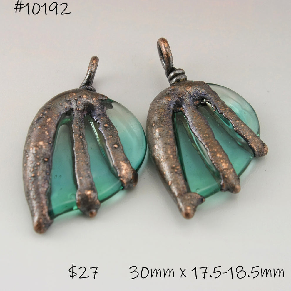Pale Emerald Teal Batwings with Copper Electroforming – HeatherBehrendt