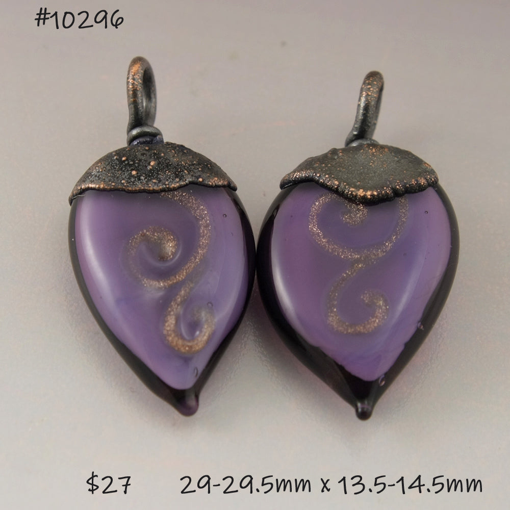 Flat Purple Daggers with Sparkling Goldstone Scrollwork with Copper Electroforming