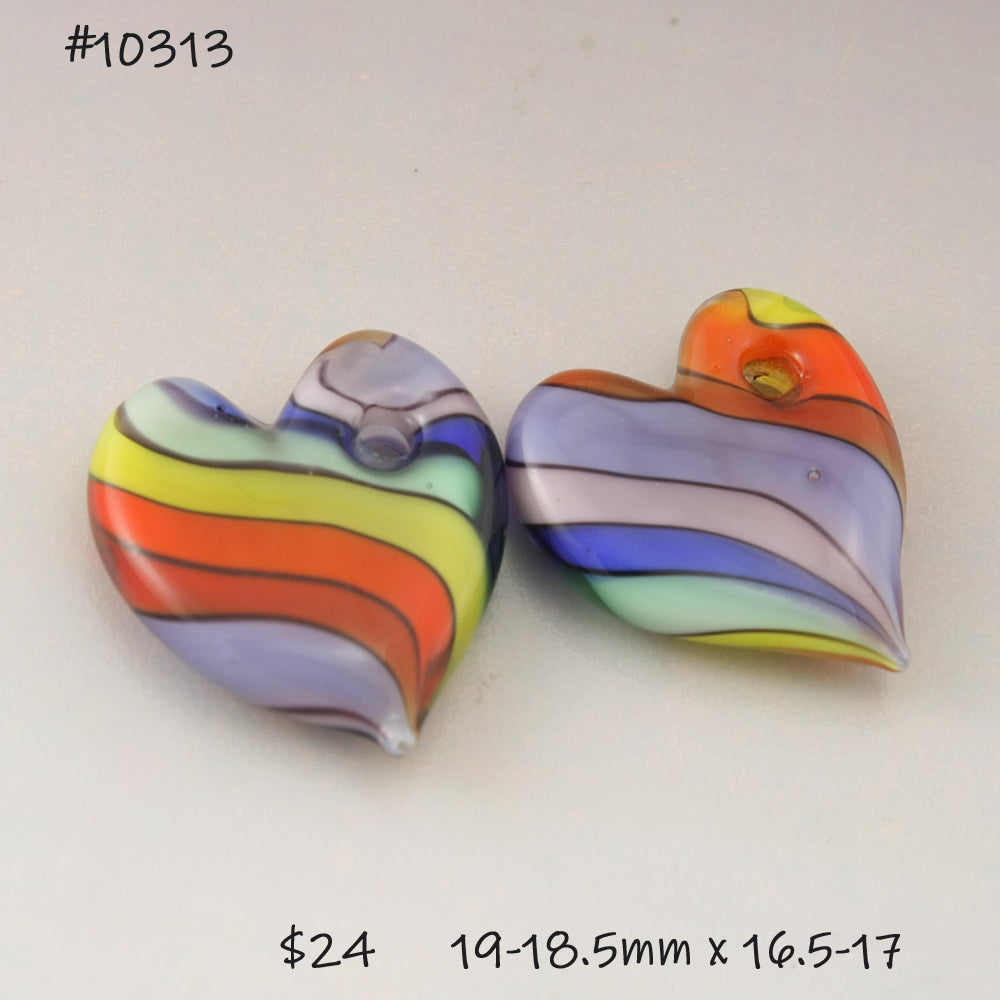 Rainbow Twist Flat Heart Pair