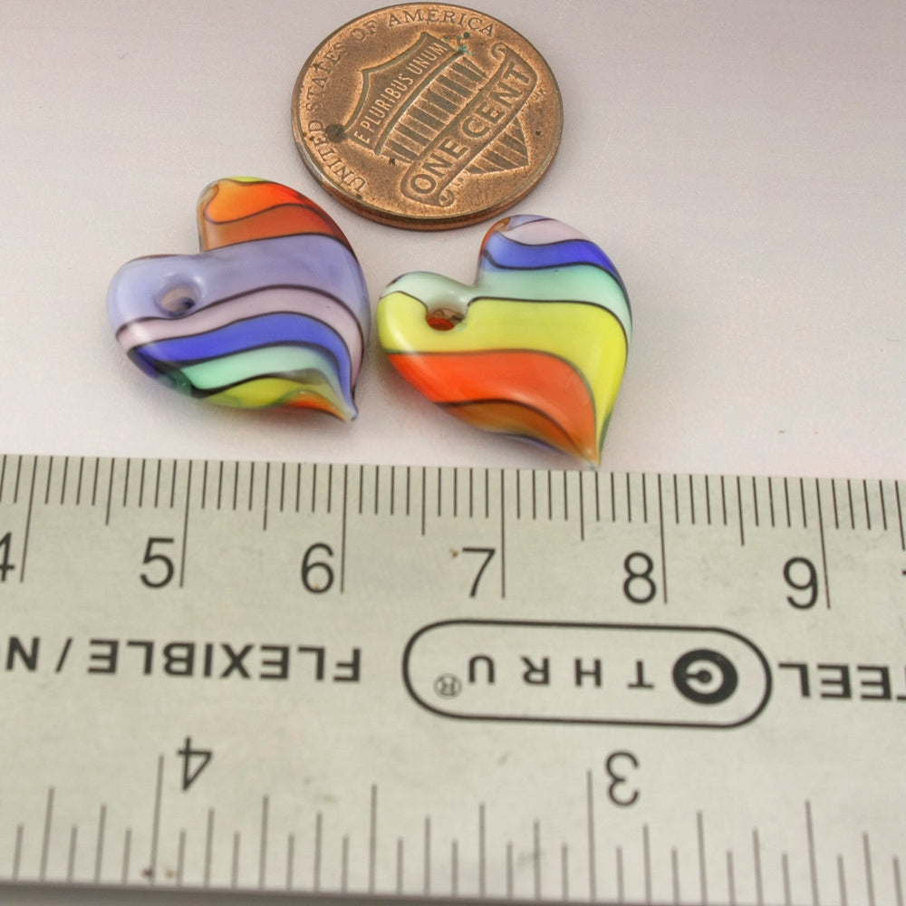 Rainbow Twist Flat Heart Pair