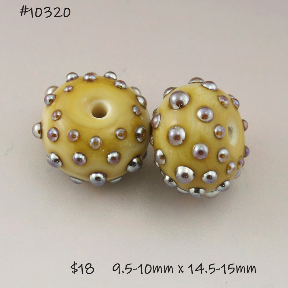 Ivory Rondelles with Metallic Dots Pair