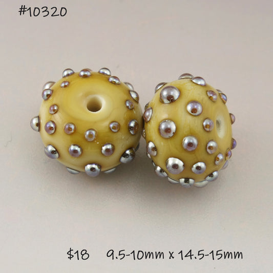 Ivory Rondelles with Metallic Dots Pair