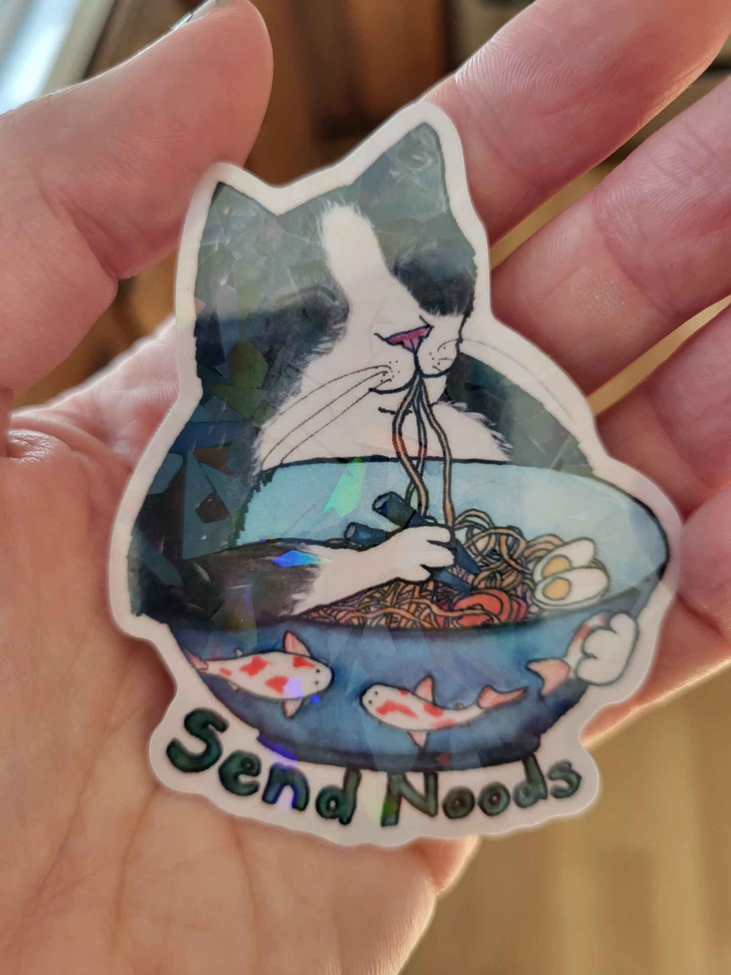 Send Noods Cat Vinyl Sticker