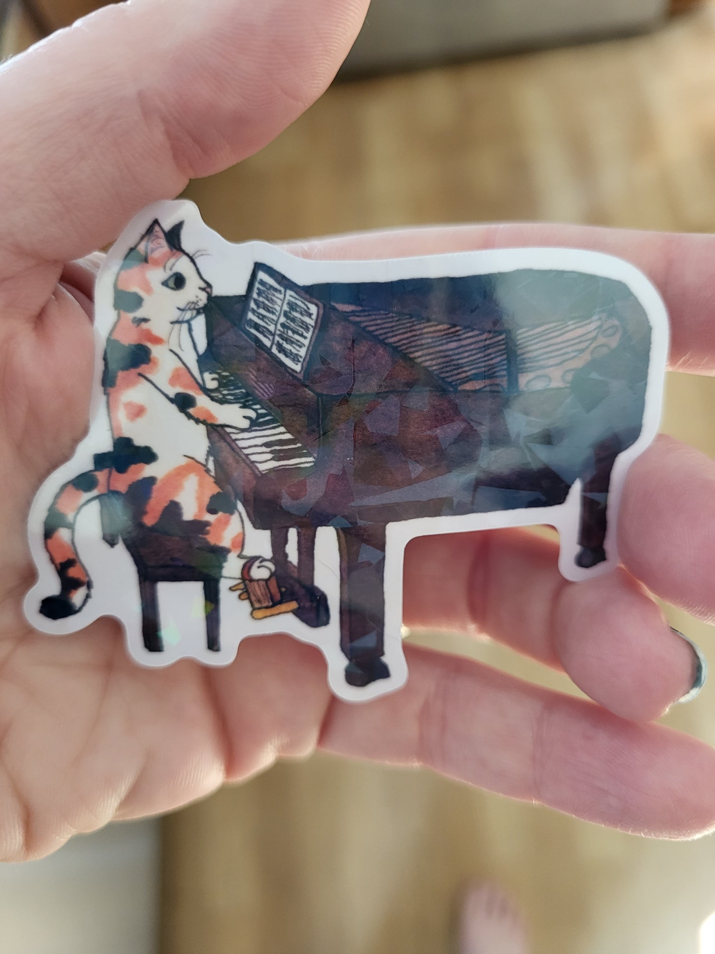 Piano Cat Vinyl Sticker