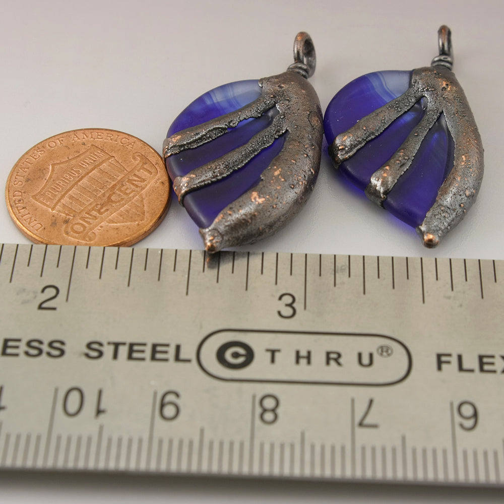 Etched Aqua Cobalt Batwings with Copper Electroforming
