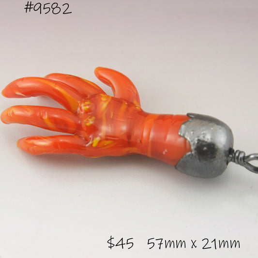 Mottled Orange Sculptural Hand Focal with Copper Electroforming