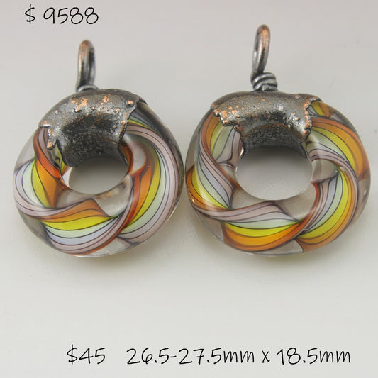 Rainbow Helix Twist Circle Pair with Copper Electroforming
