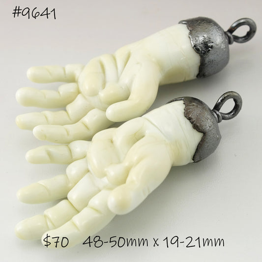 Ivory Sculptural Hand Pair with Copper Electroforming