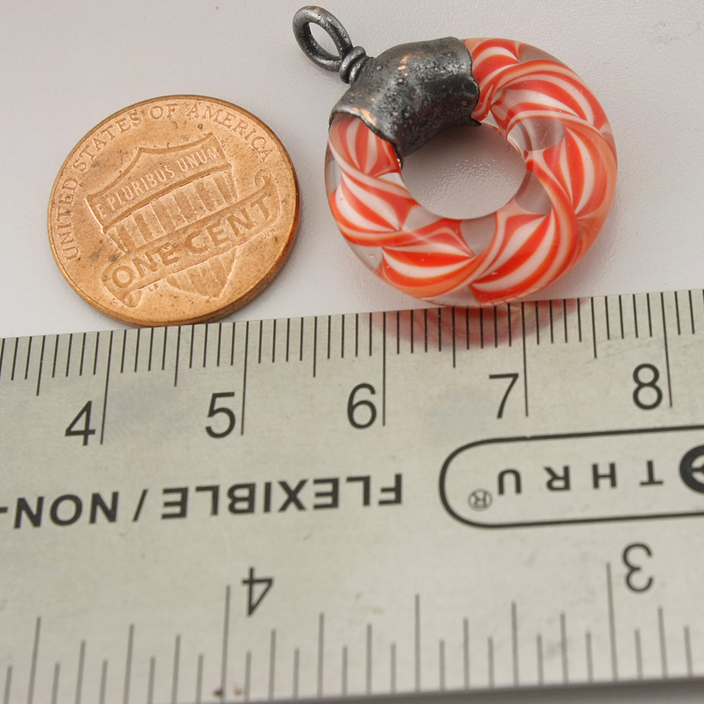 Red White Helix Twist Circle with Copper Electroforming