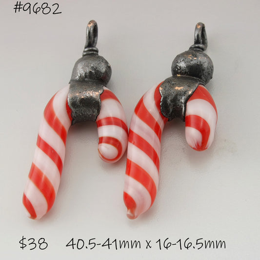 Red White Twist Candy Canes with Copper Electroforming
