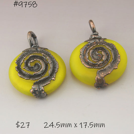 Bright Yellow Lentils with Spiral Copper Electroforming