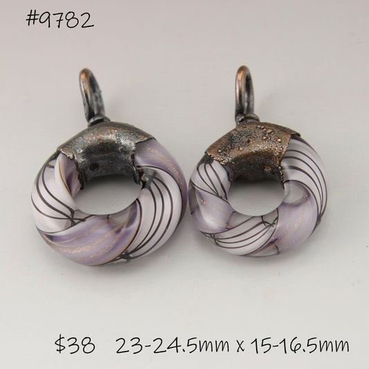 Petite Pink Purple Goldstone Black Pinstripes Twist Circle with Copper Electroforming