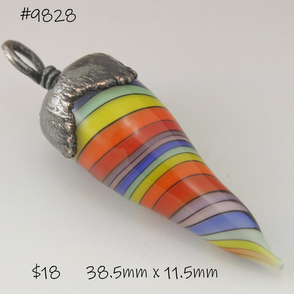 Rainbow Twist Tapered Pendulum with Copper Electroforming