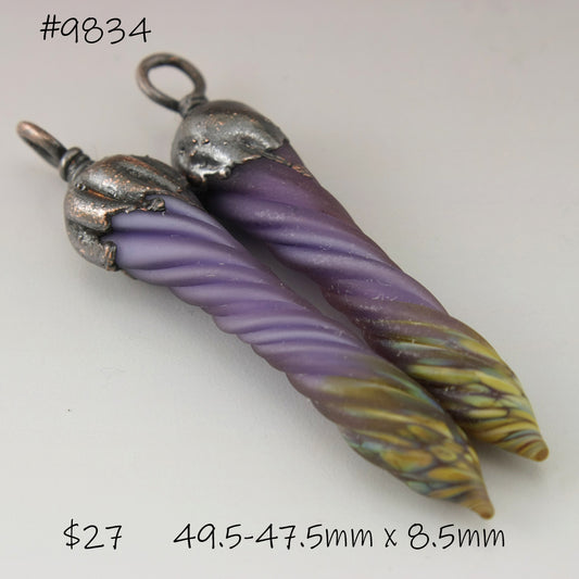 Purple Raku Unicorn Horns with Copper Electroforming