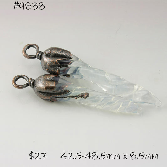 Milk Clear White Unicorn Horns with Copper Electroforming