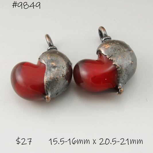 Shiny Red Hearts with Copper Electroforming