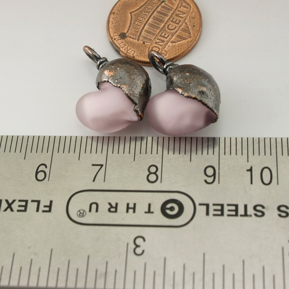 Etched Pale Pink Hearts with Copper Electroforming
