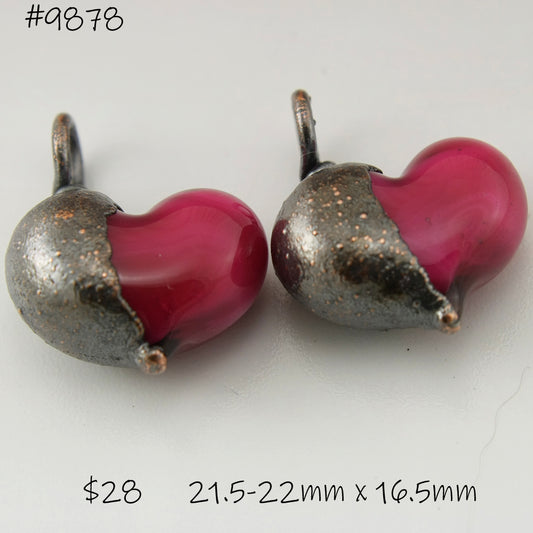 Rubino Pink Hearts with Copper Electroforming