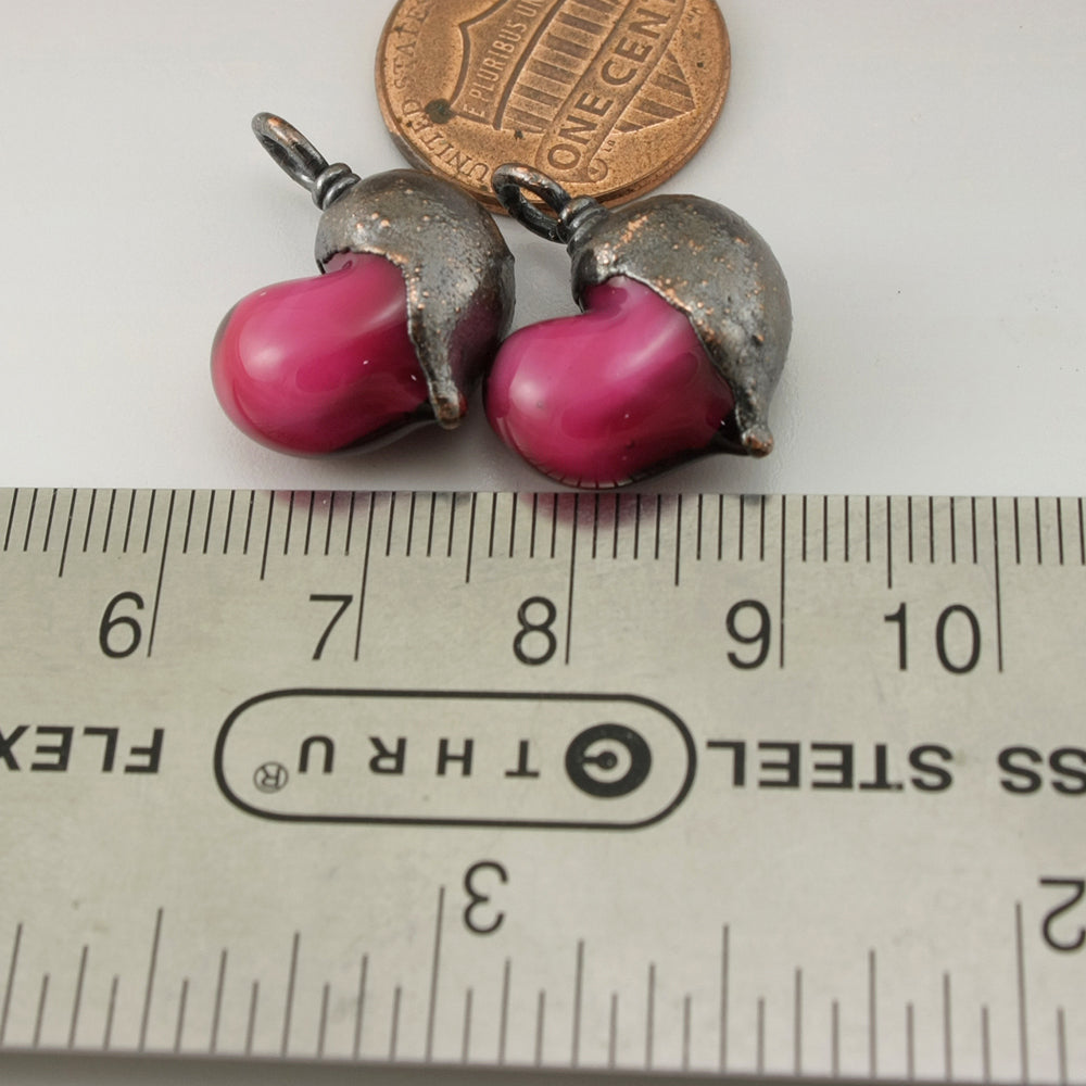 Rubino Pink Hearts with Copper Electroforming