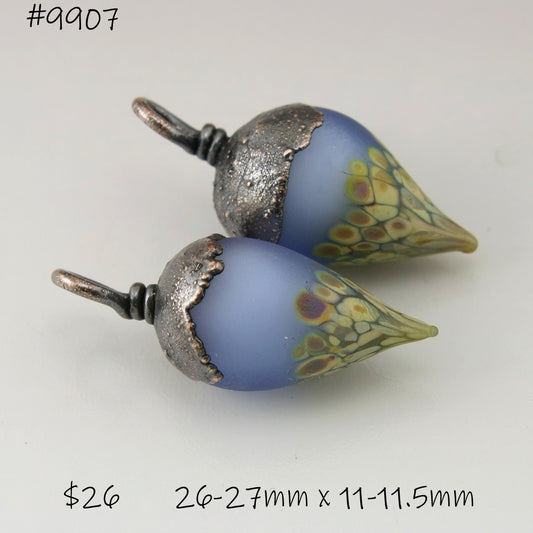 Blue Etched Raku Drops with Copper Electroforming