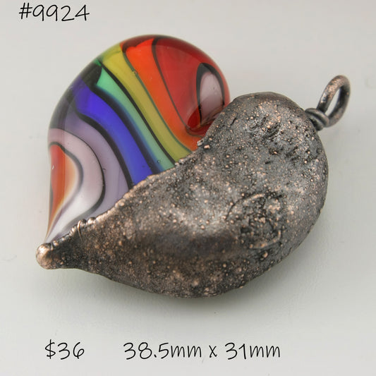 Rainbow Heart Focal with Copper Electroforming