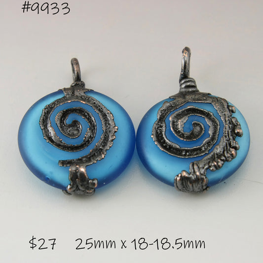 Aqua Blue Lentils with Spiral Copper Electroforming