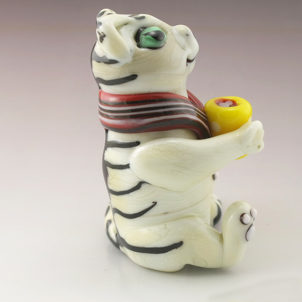 Hot Cocoa Kitty with Yellow Mug and Scarf Sculpture