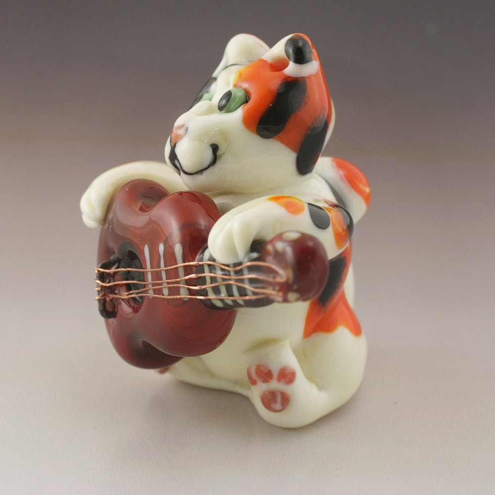 Guitar Playing Kitty Mixed Media Sculpture