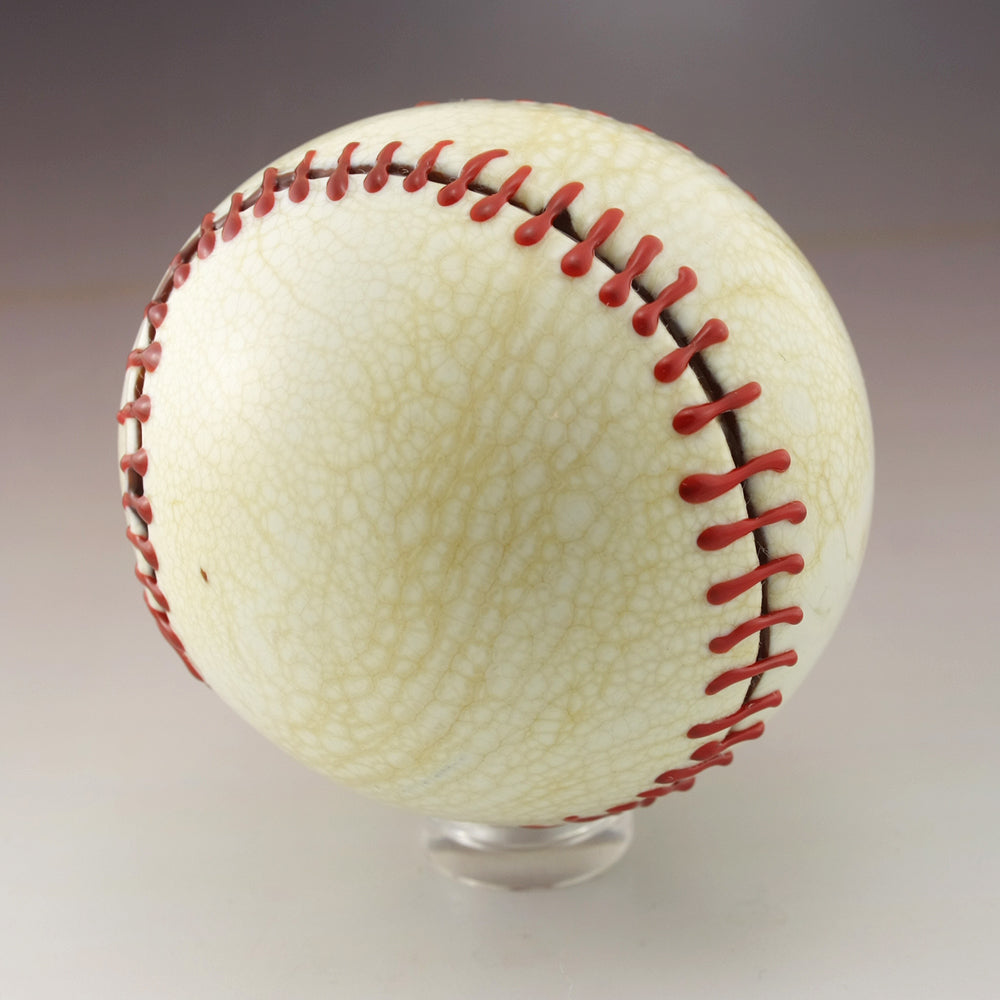 Jumbo Etched Baseball Marble in Ivory and Red