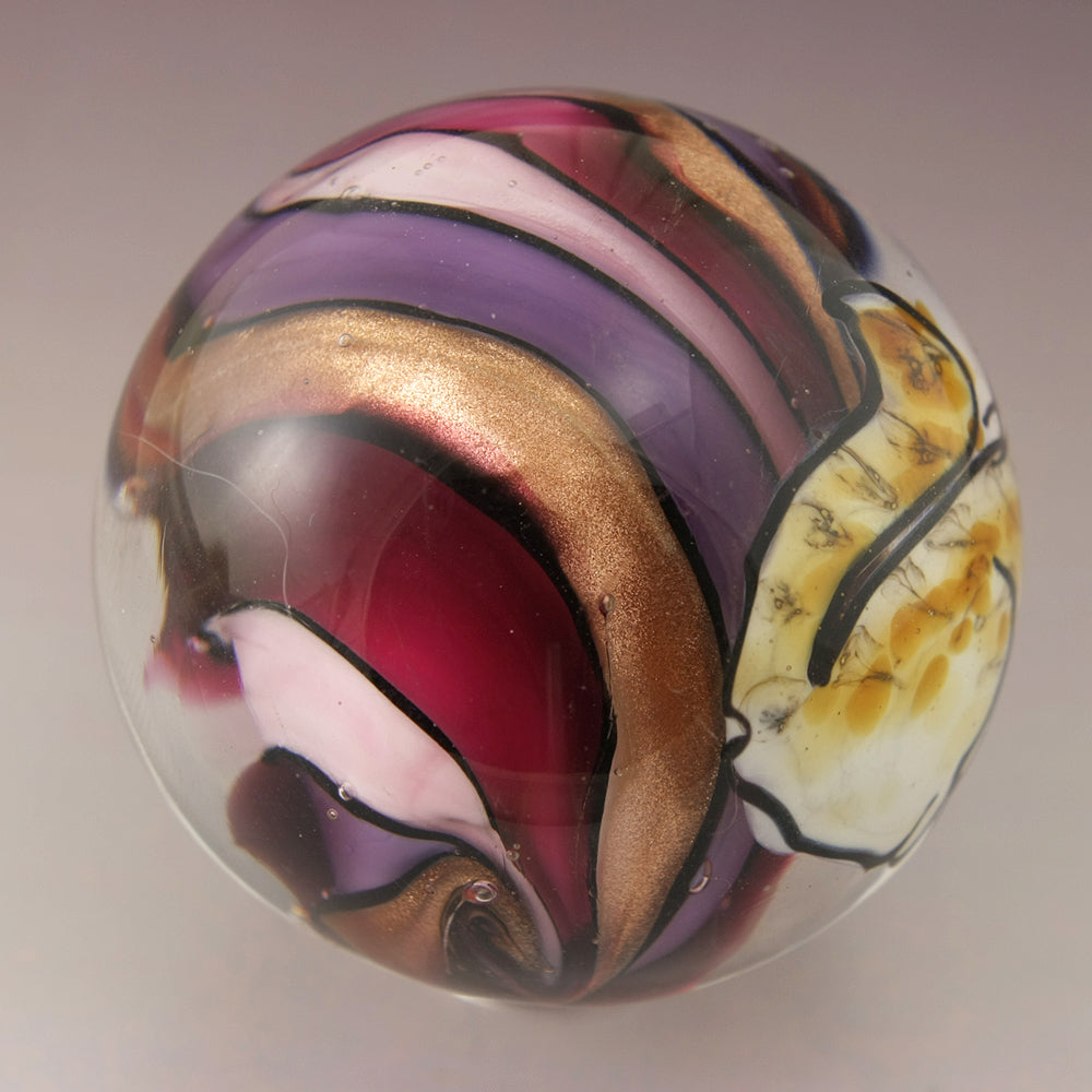 "Be Mine" Kitty on Pink, Purple and Goldstone Marble